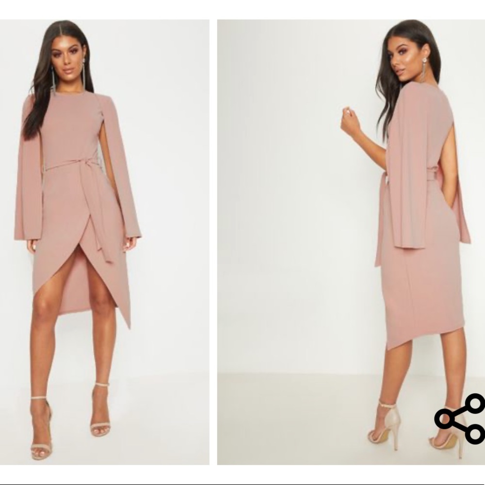 NEW! PrettyLittleThing Cape Midi Dress